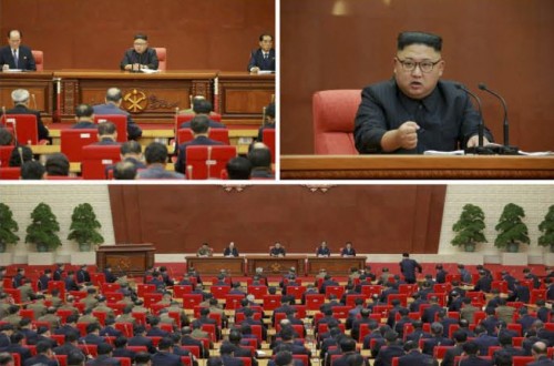 7日に行われた朝鮮労働党中央委員会第7期第2回総会（2017年10月8日付労働新聞より）